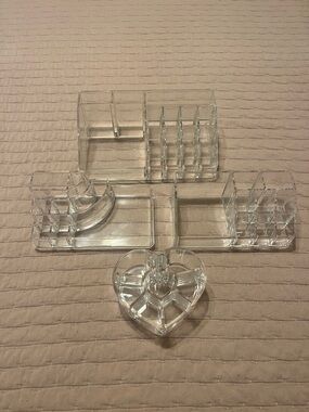 Set of 4 Clear Acrylic Makeup & Desk Organizers